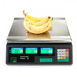 [US-W]ACS-30 40kg/5g Digital Price Computing Scale for Vegetable US Plug Silver & Black