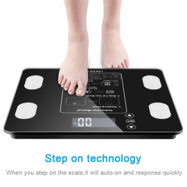 LEADZM AW938 180kg/100g Digital Body Fat Scale Health Analyser Fat Muscle BMI Black