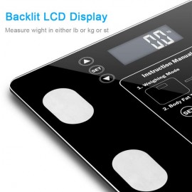 LEADZM AW938 180kg/100g Digital Body Fat Scale Health Analyser Fat Muscle BMI Black