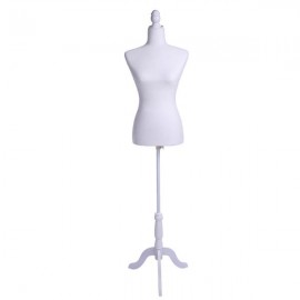 [US-W]Half-Length Foam & Brushed Fabric Coating Lady Model for Clothing Display White