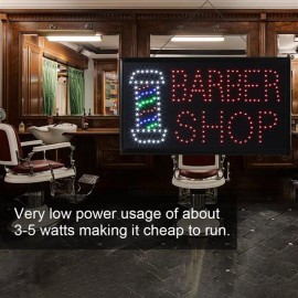 Bright Flashing LED Color BARBER SHOP Sign Light Hair Cut Store Display 55x33cm