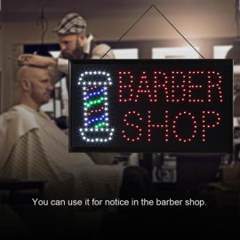 Bright Flashing LED Color BARBER SHOP Sign Light Hair Cut Store Display 55x33cm