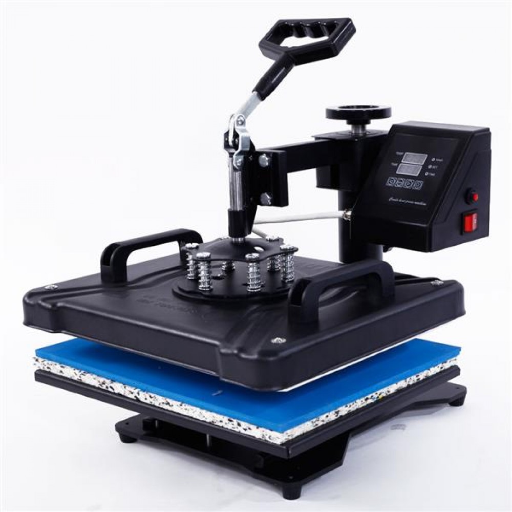 5-in-1 Combined Type Digital Heat Press Transfer Sublimation Machine with Dual LCD Timer Black US St