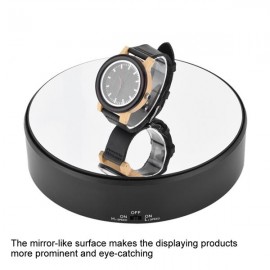 Mirror Surface 360° Rotary Display Stand Adjustable Rotating Speed Turntable Jewelry Holder