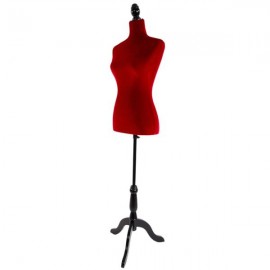 Half-Length Foam & Brushed Fabric Coating Lady Model for Clothing Display Red