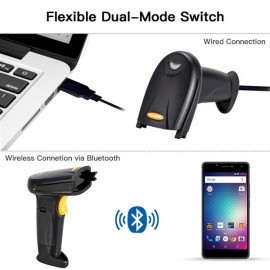 Wireless Bluetooth 4.0 & USB 3.0 Wired Barcode Scanner, 1D Handheld Inventory Laser Bar Code Re