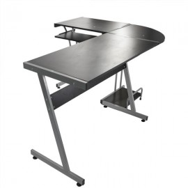 L-shaped Concise Corner Computer Desk Laptop PC Table Flat Shape Table Leg Wooden Desktop Black