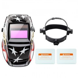 Solar Powered Auto Darkening Welding Helmet with Baffles Eagle Pattern Black & White